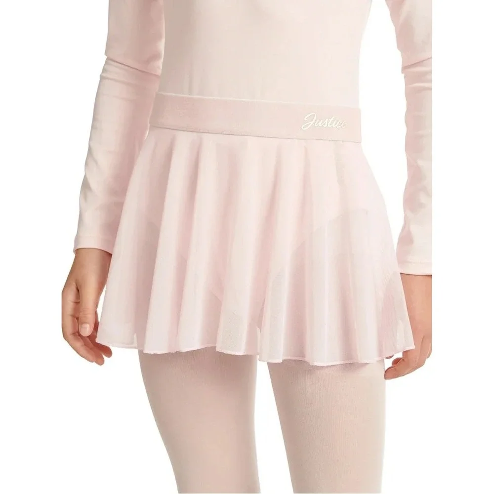 Justice Girls Lightweight Soft Pink Ballet Dance Skirt Mesh Tutu M 10